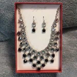 Black and Silver Necklace And Earring Set new
